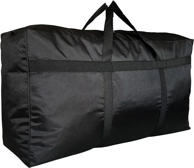Extra Large Storage Duffle Bag with Zippers and Handles, Black Big Foldable