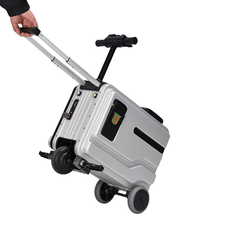 Silver Rideable Electric Carry-On Suitcase Night Light & Cup Holder RETAIL 1160$ gallery