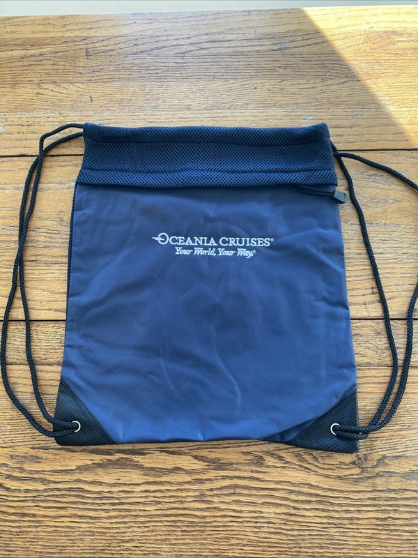 Oceania Cruises Drawstring Mesh Bag Backpack Dark Blue New Without Tags