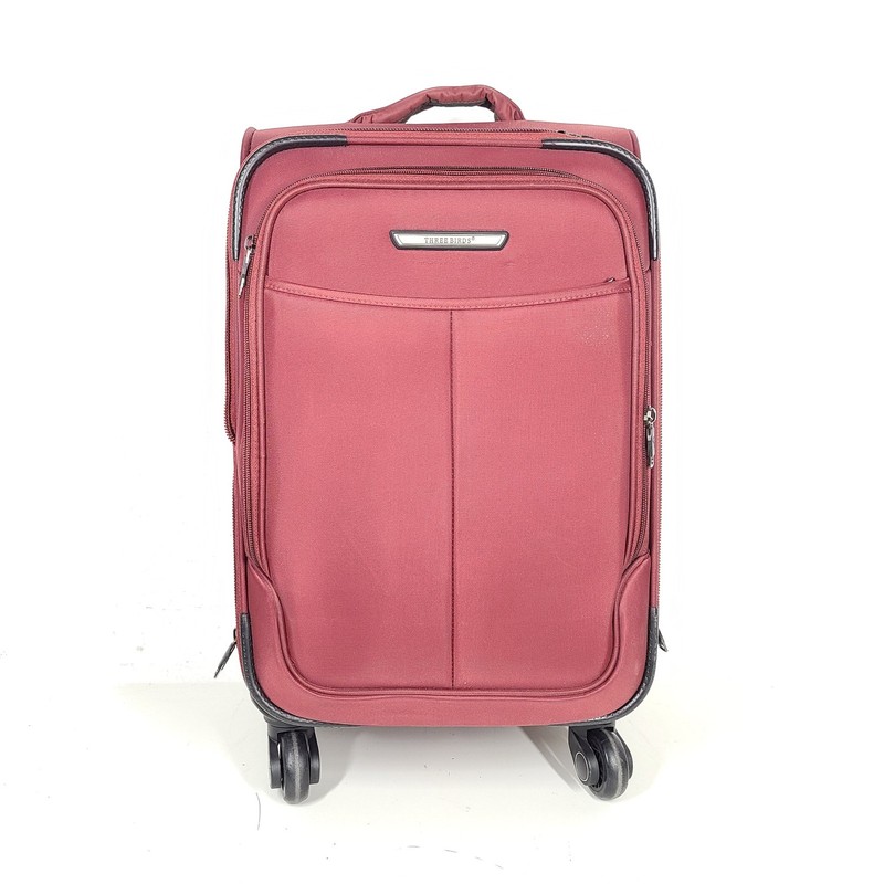 Three Birds 23″ Spinner Carry On Softshell Expandable Luggage Locking Red