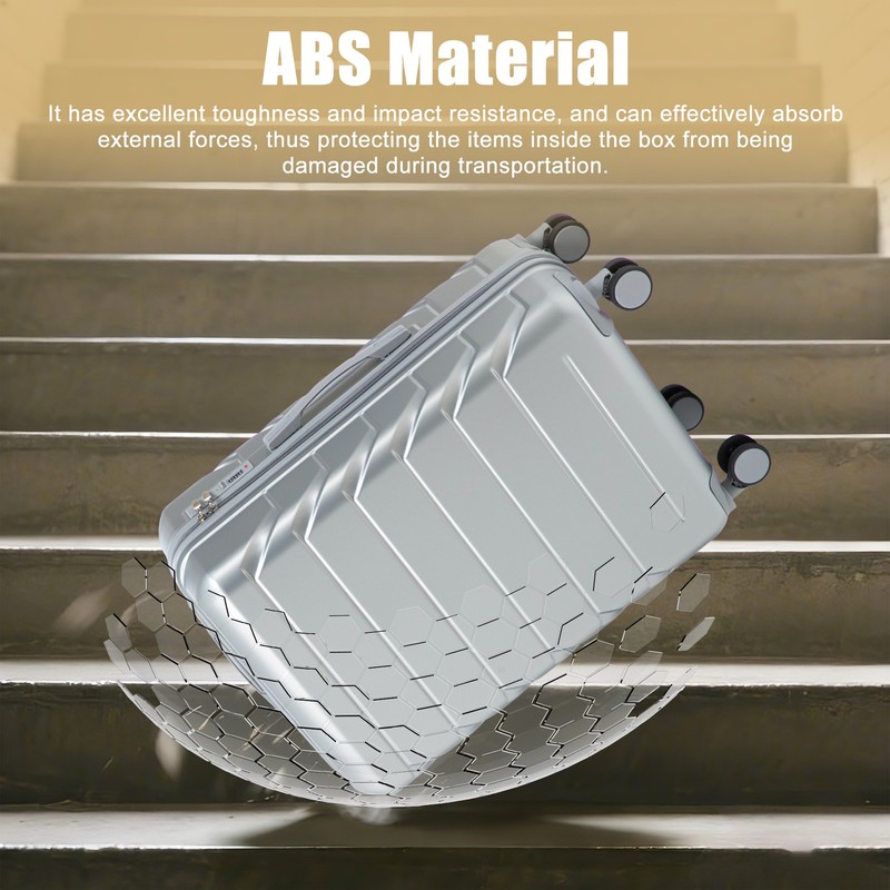 28" ABS Hard Shell Large Travel Checked Luggage, Silver gallery