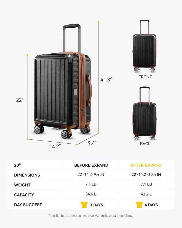 Luggex Expandable Carry-On | Durability, PC Hard Shell & 360 Spinner Wheels 20in gallery