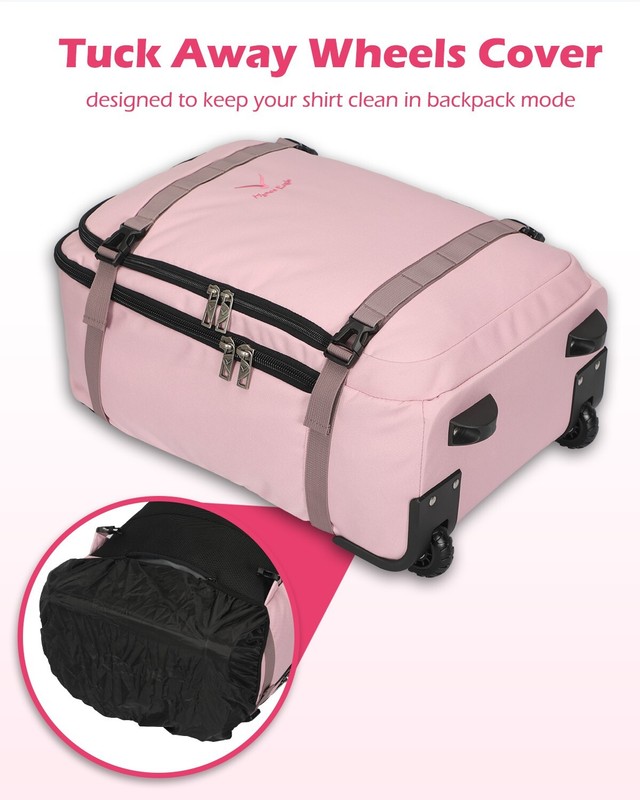 Hynes Eagle 42L Rolling Backpack Flight Approved Carry on Luggage TSA Suitcase gallery