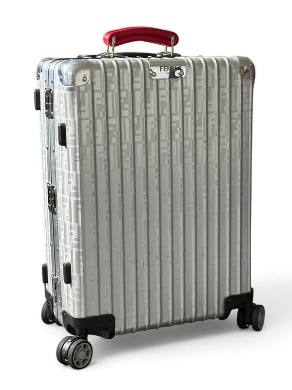 RIMOWA x FENDI Zucca Monogram Carry Case Silver H 18.8 x W 14.1 x D 8.2 in