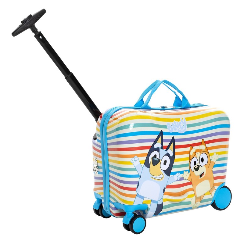 Bluey Kid’s Ride-On Luggage, Hard Case with Telescopic Handle & Storage