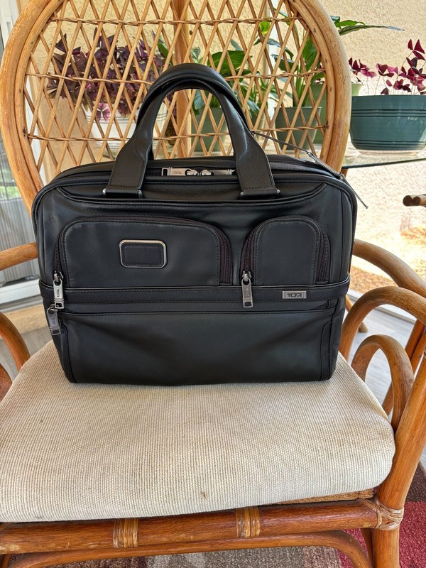 Tumi Alpha 3 Leather Expandable Organizer Laptop Brief