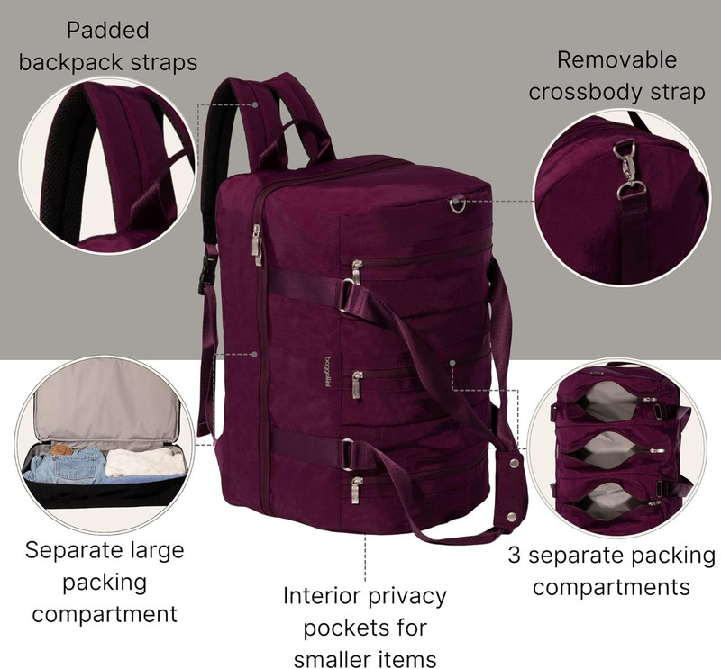 Versatile Lightweight Convertible Duffel & Backpack for Women - 15x12x12 Inch gallery
