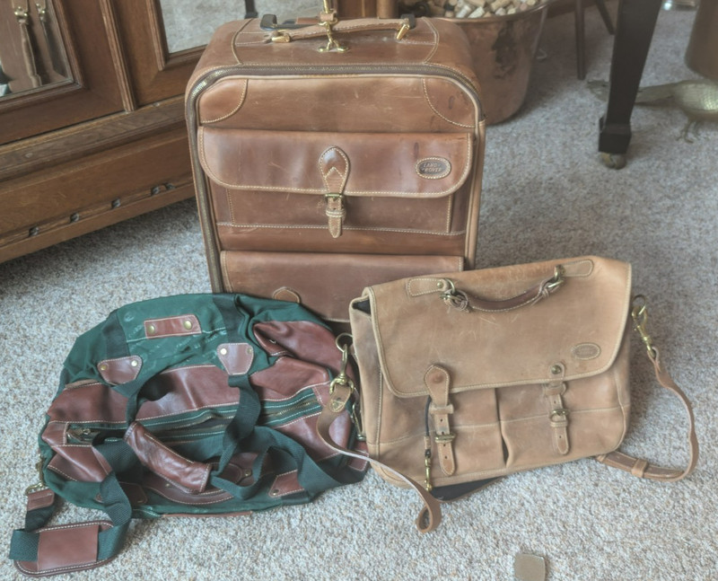 RARE VINTAGE Land Rover Bag Collection of 3 -2 Leather w/ 1 Defender 90 Canvas