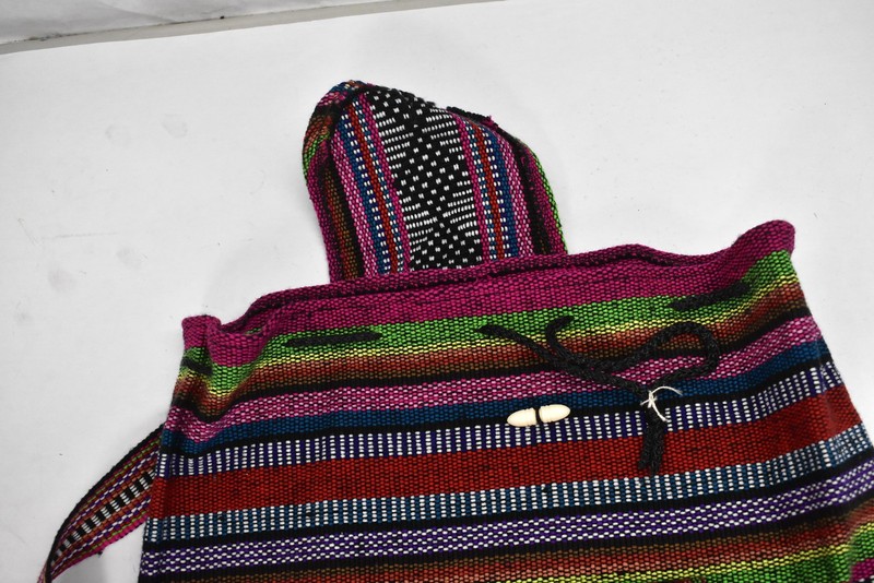 Artesanias Pinzon Multicolor One Size Womens Cotton Striped Backpack Bag gallery