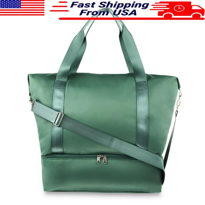 Collapsible Drop Bottom Weekender Duffel Bag Travel Spacious Main Compartment US