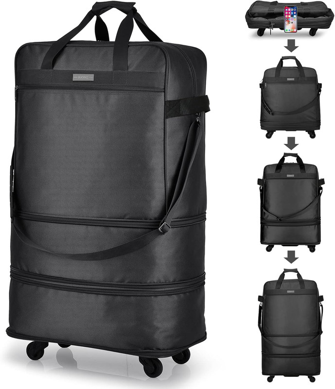 Suitcases with Wheels Expandable Foldable Luggage Bag Suitcase Collapsible Rolli gallery