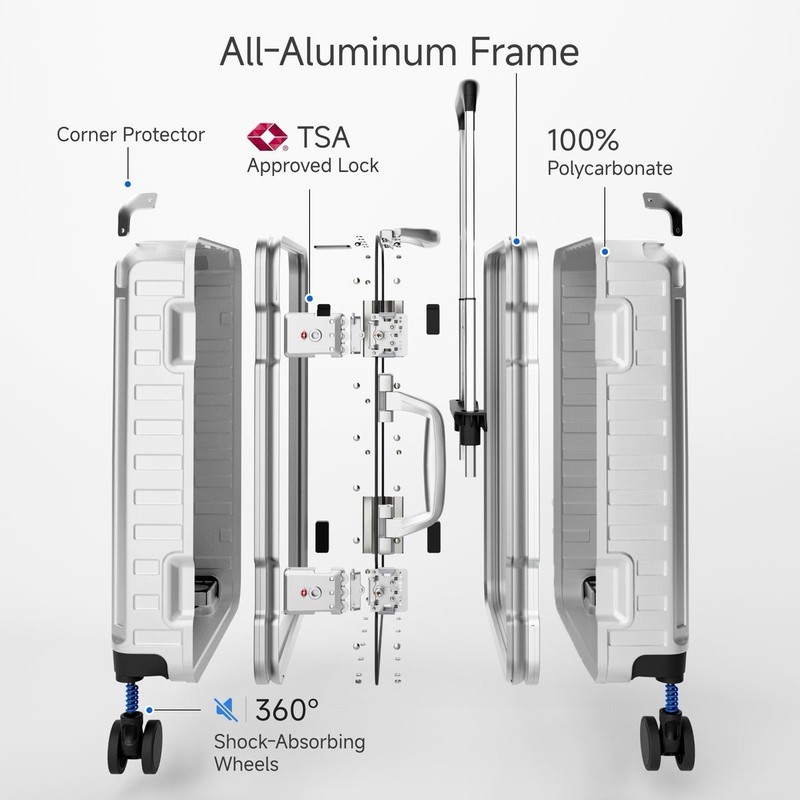 LUGGEX Aluminum Frame Luggage with Spinner Wheels, Zipperless Polycarbonate H... gallery