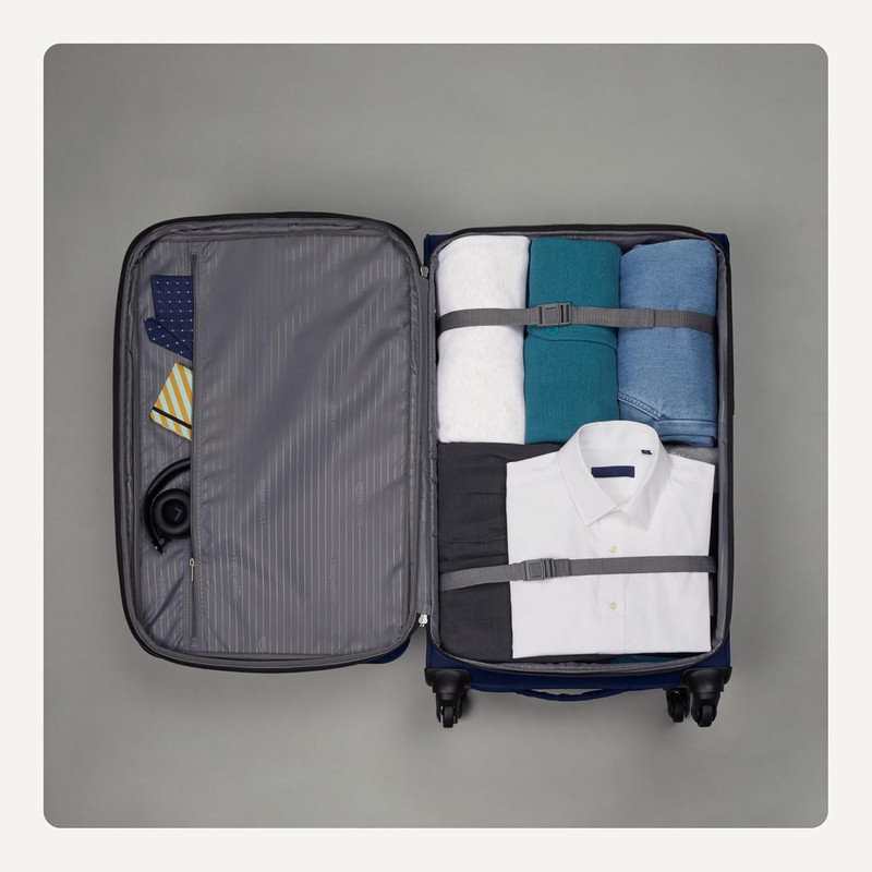 28" Large Checked Softside Expandable Suitcase with 360-Degree Multi-Directional gallery
