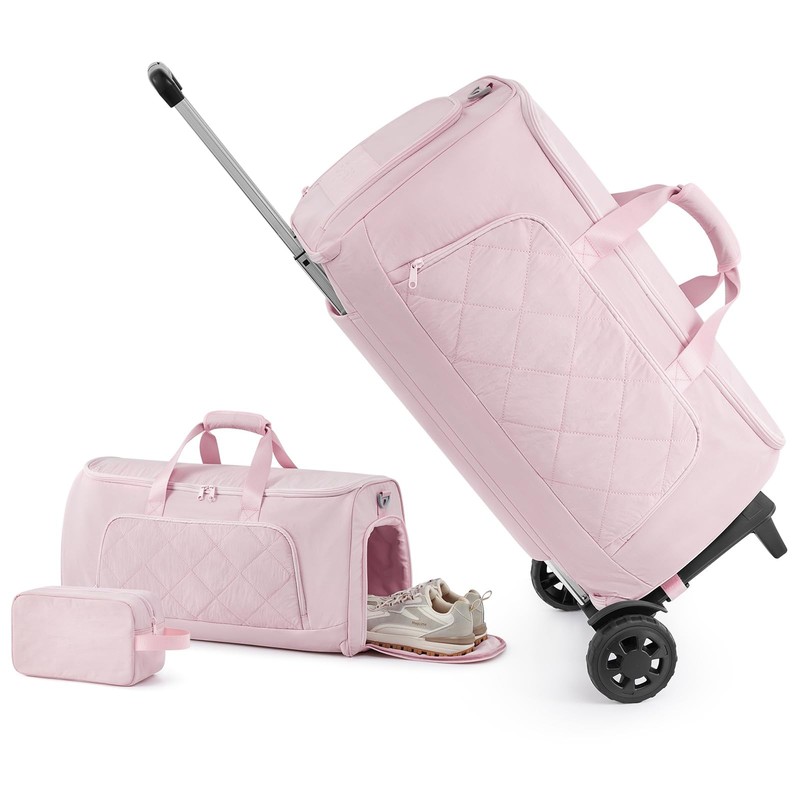 Rolling Garment Bag with Wheels, Duffle Suit Travel Bag with Shoe Compartment