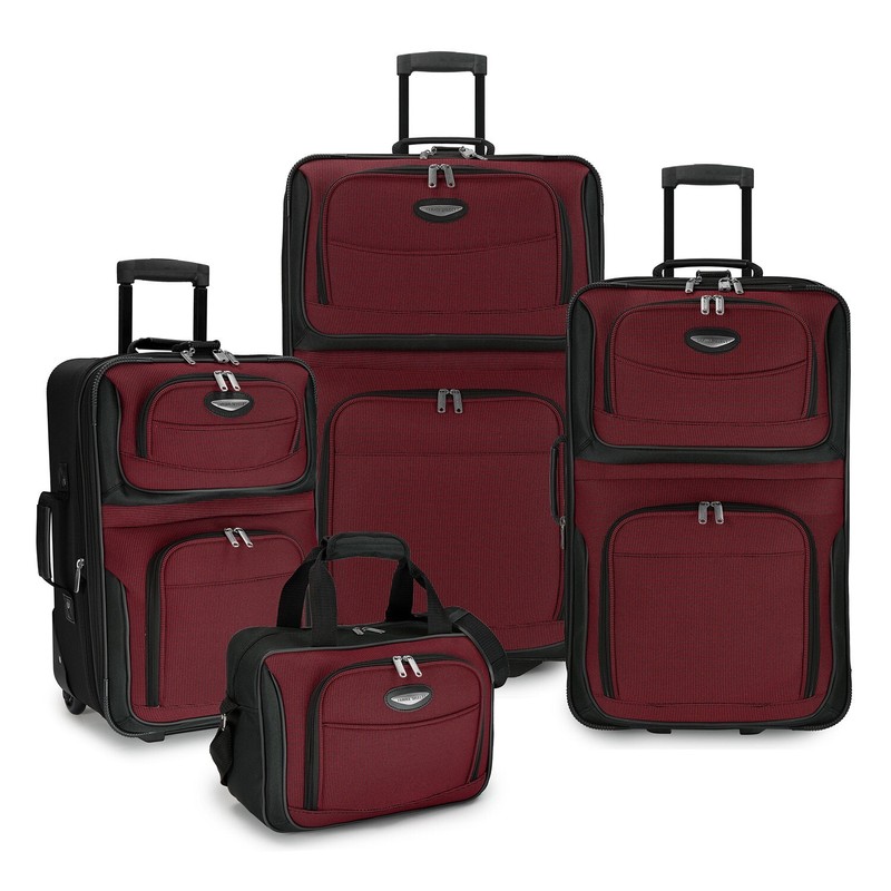 Travel Select Amsterdam Expandable Rolling Upright Luggage Burgundy 4-Piece Set
