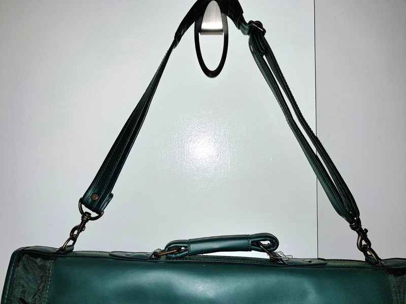 Vintage 44"x24" Green Samsonite Canvas & Leather Bifold Hanging Garment Bag gallery