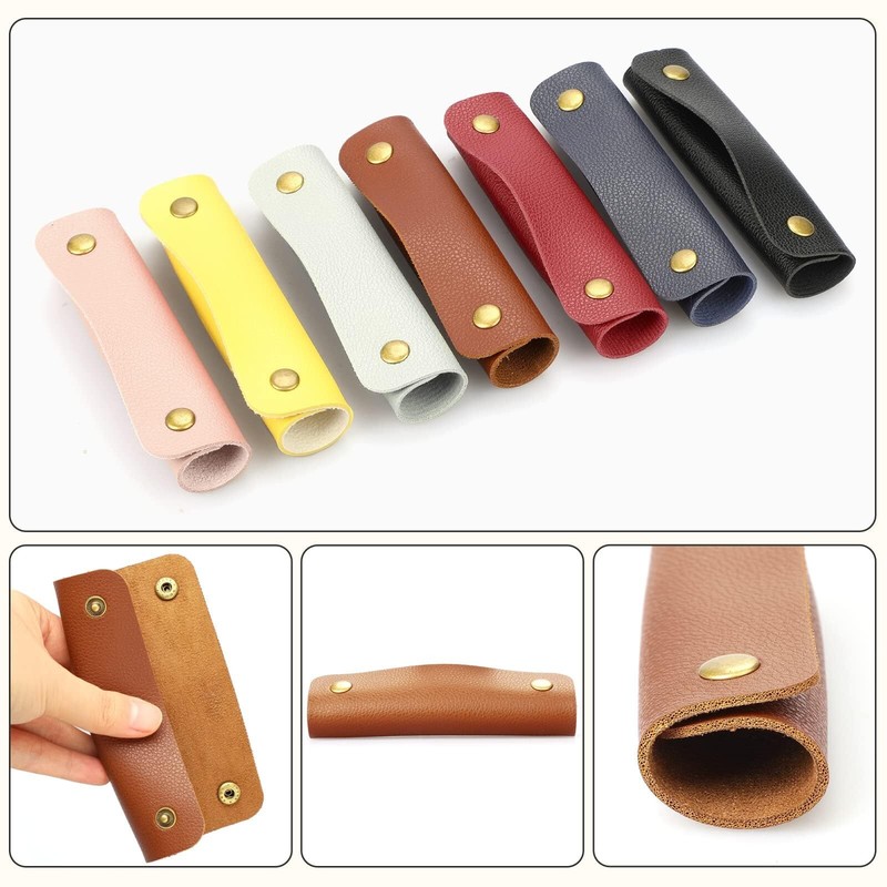 2 Pcs PU Leather Handle Wrap Soft Purse Handle Wrap Covers for Travel Suitcase gallery