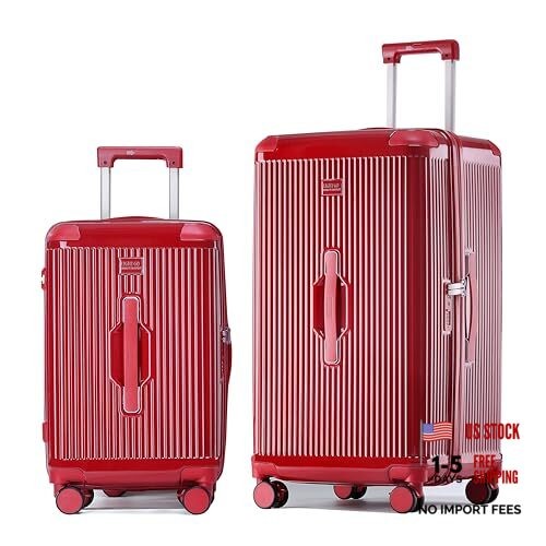 LIGHTGO 2 Piece Set Ultra-Lightweight PC+ABS Suitcase 20+28inch Brilliant Red