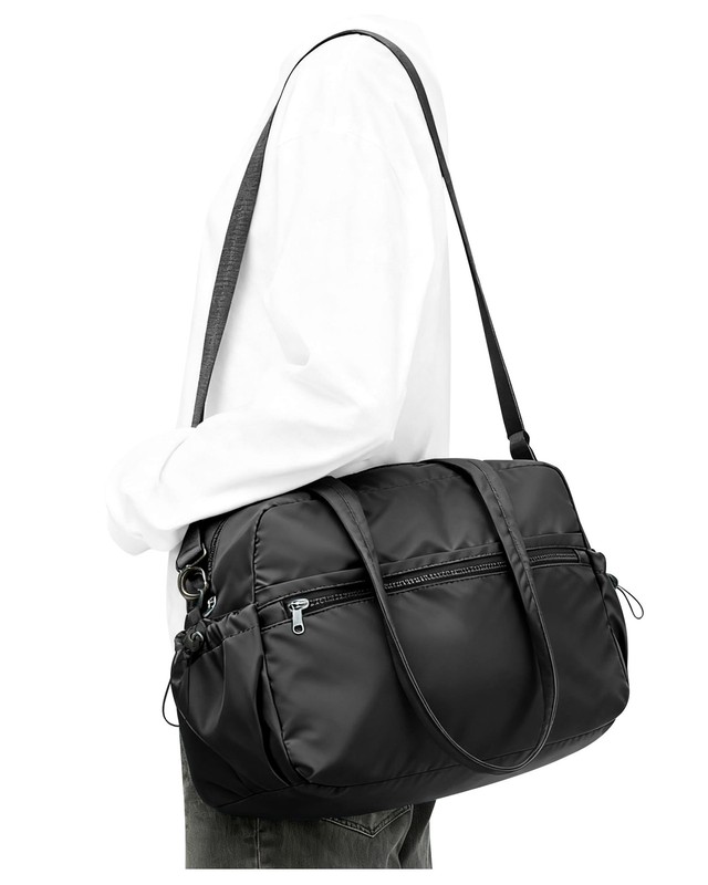 Small Black Waterproof Gym Duffle Weekender Carry On Travel Yoga Tote Bag