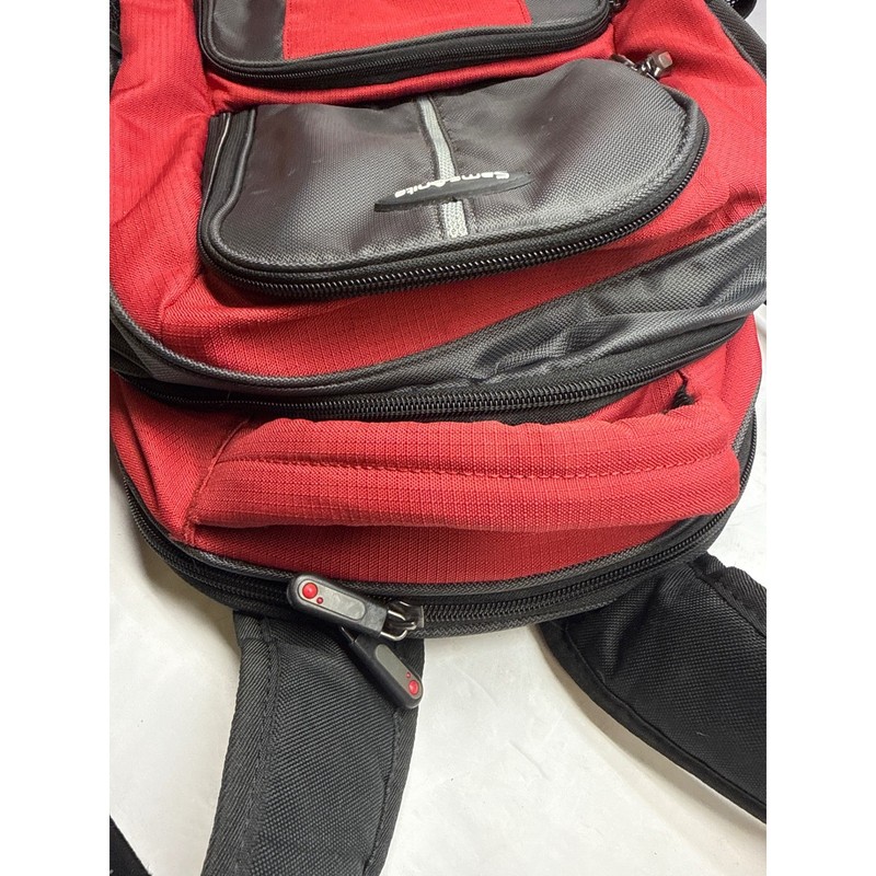 Samsonite 1910 Backpack Red Gray Multi-Pocket Laptop Travel Bag Mens Womens gallery