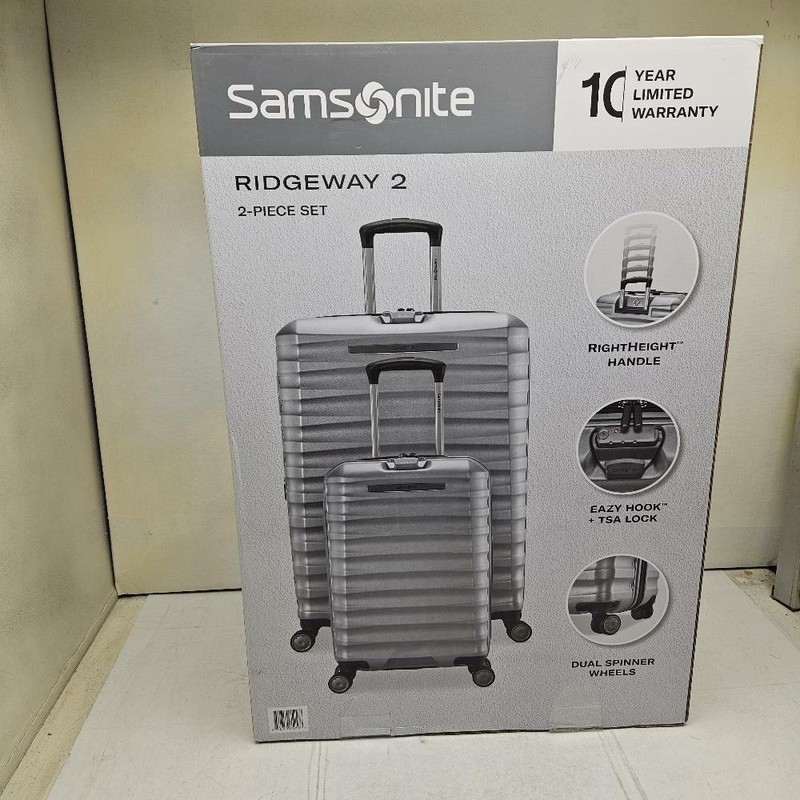 Samsonite Ridgeway II 2-Piece Hardside Set, Checked & Carry-On Spinners, Silver