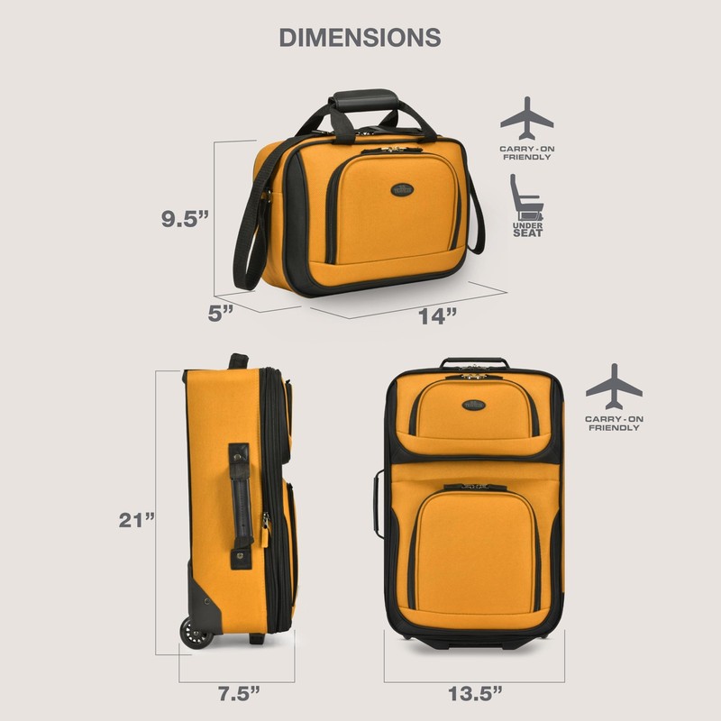 U.S. Traveler Rio Lightweight Softside Rolling Carry-on Suitcase, 2-Wheel Set, O gallery