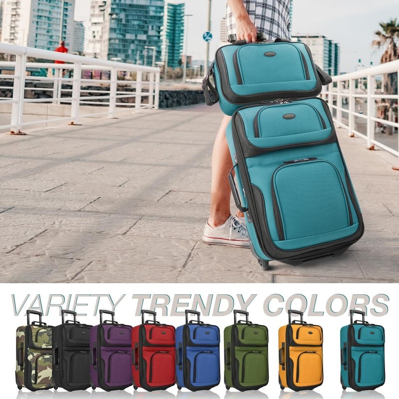 Lightweight Softside Rolling Suitcase Set 2-Wheel Polyester Travel Carry-On gallery