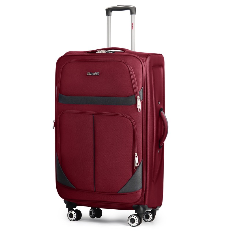 Lightweight Expandable Softside Suitcase SoftShell Multiple Pockets Luggage