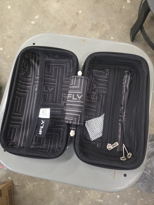 iFLY Zip Around Hard Case Small 9x6 Accessories Makeup Travel Silver/Gray Black gallery