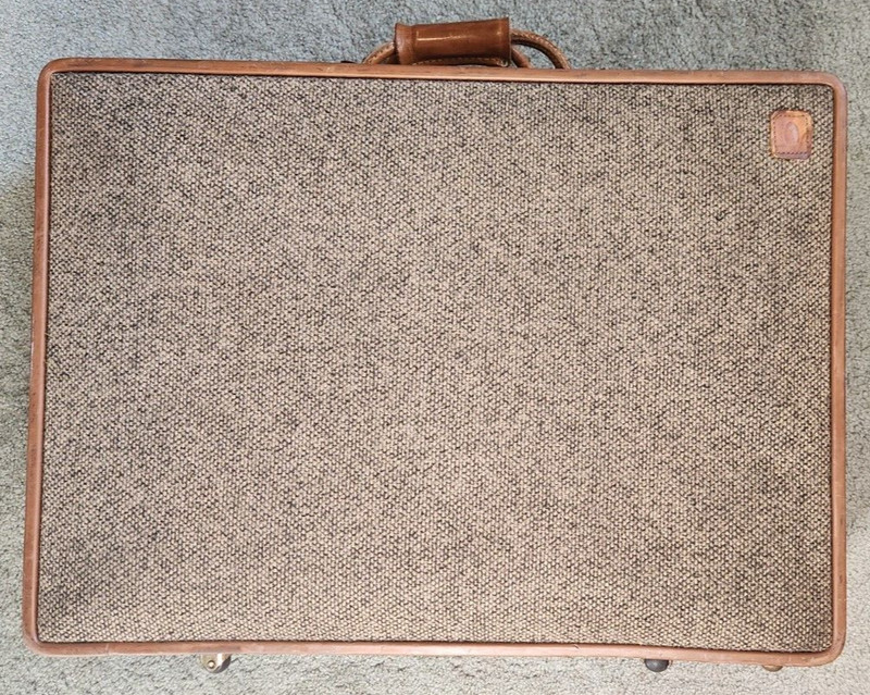 Vintage Hartmann Luggage Tweed Leather Rolling Suitcase with Wheels 24x18x7