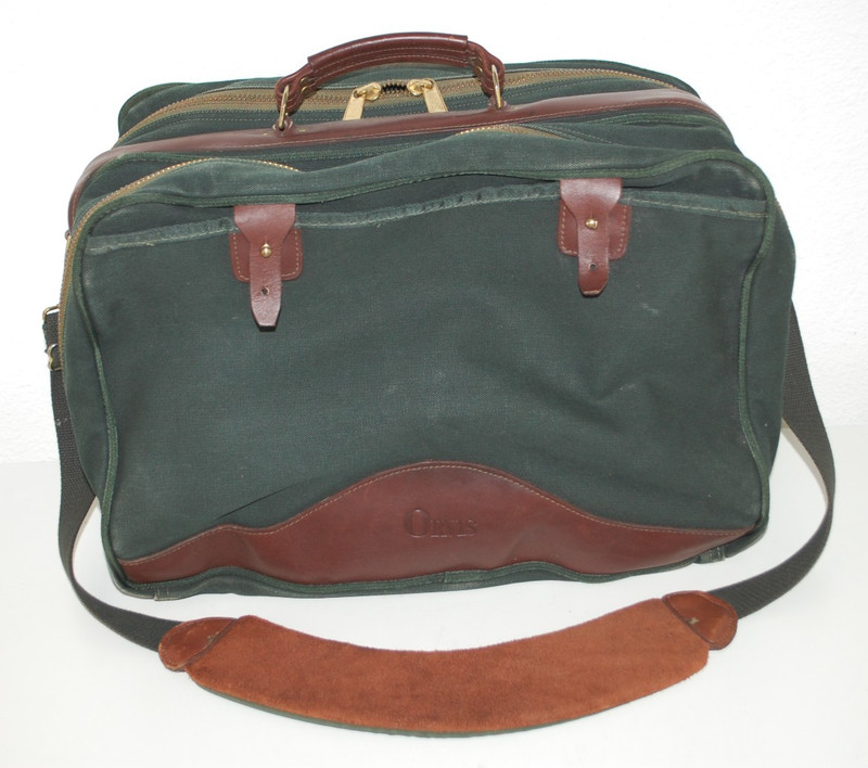 Orvis Battenkill 2 Side Briefcase Travel Weekend Green Canvas Leather Carry On