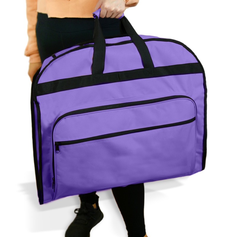 39" Business Garment Bag Cover Suits Dresses Clothing Foldable Pockets Purple gallery