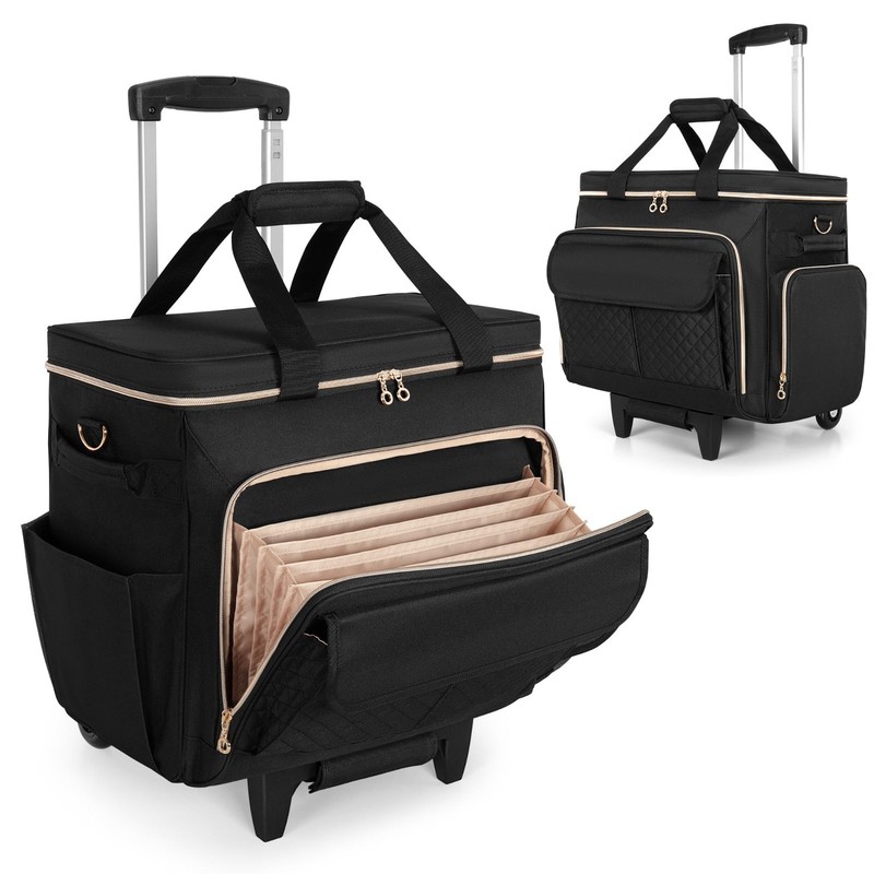 Multifunctional Rolling Teacher Bag with Laptop Compartment & Detachable Dolly, gallery