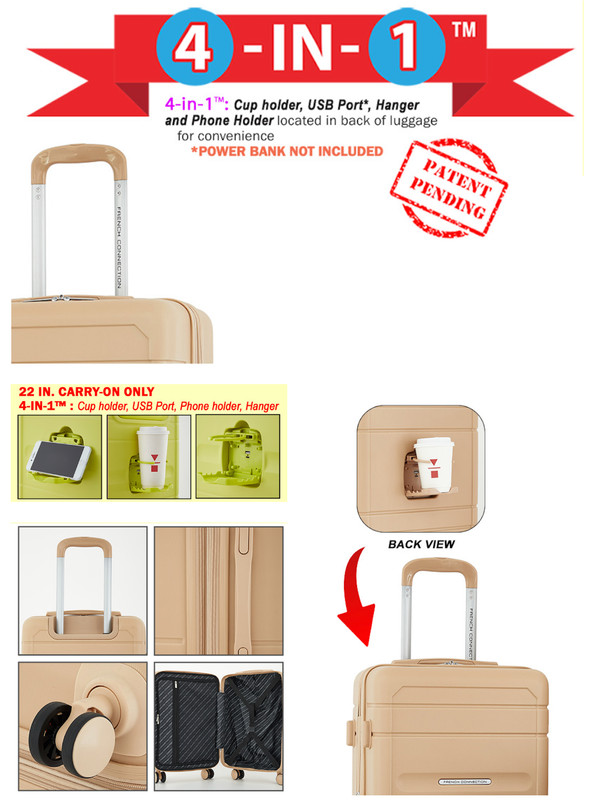 French Connection 4pc Expandable Rolling Hardside Luggage Set 8-Wheel System gallery