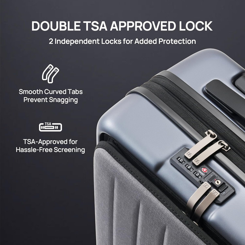 22" Expandable Carry-On Luggage with Front Pocket & Double Spinner Wheels gallery