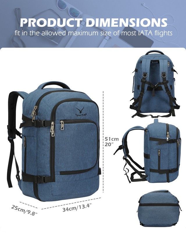 40L Flight Approved Carry on Backpack Travel Expandable Large Suitcase Weekender gallery