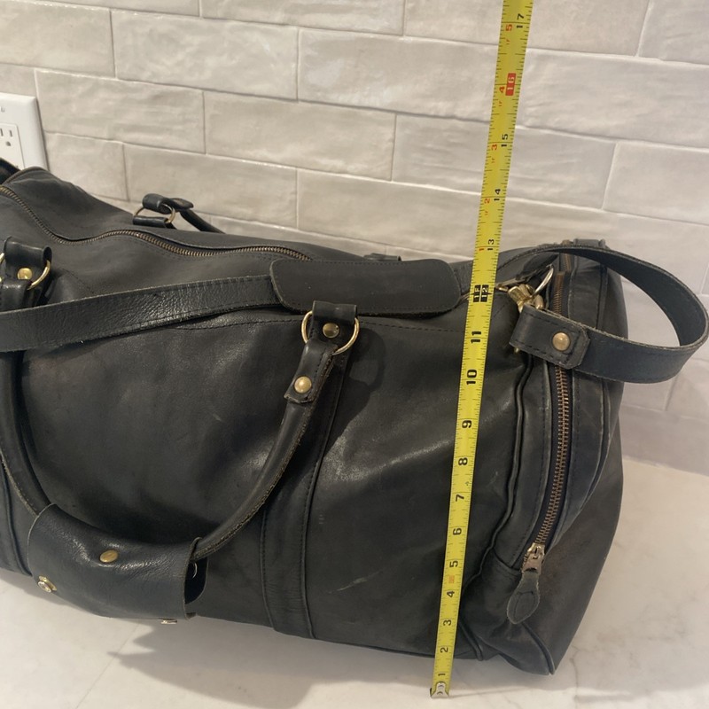 Unbranded Black Leather Duffle Weekender Overnight Bag Travel gallery