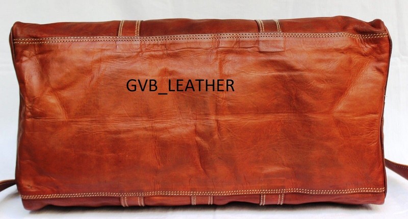 Men's 24" Cow Leather Travel Luggage Duffel Shoulder Gym Vintage Weekender Bag gallery
