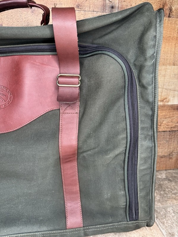 Orvis Battenkill Suitcase Large Hunter Green Canvas Leather Vintage USA gallery