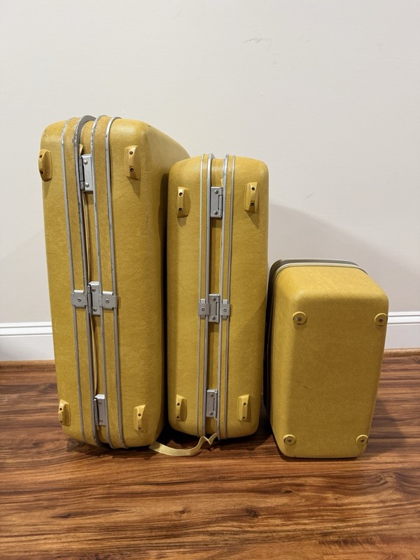Samsonite Yellow Hard-Side Suitcase Set, train case, etc gallery