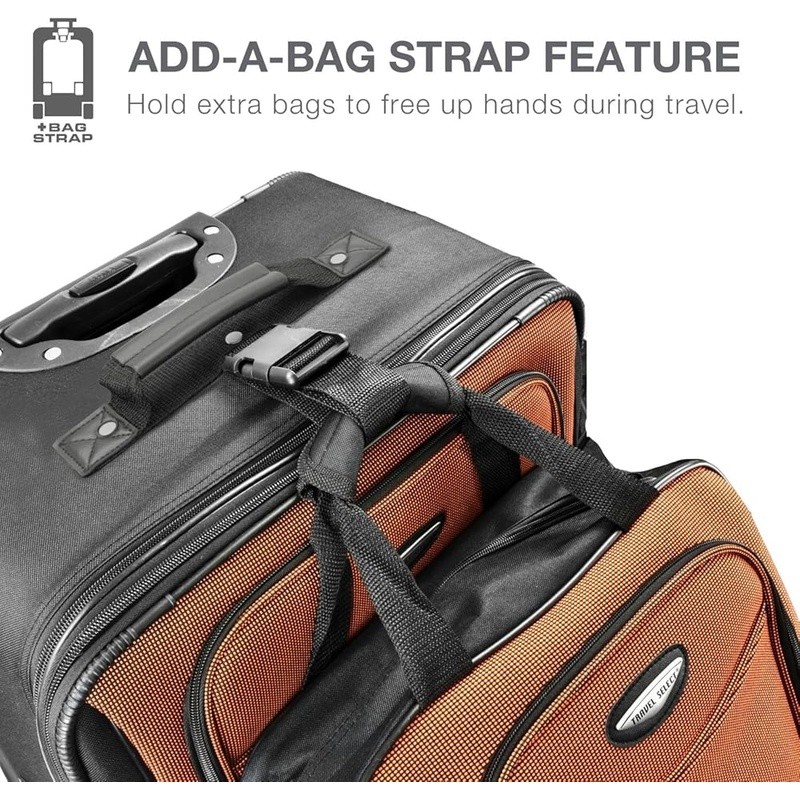 Durable 1200D Polyester Expandable Carry-On Travel Set W/ Inline Skate Wheels US gallery