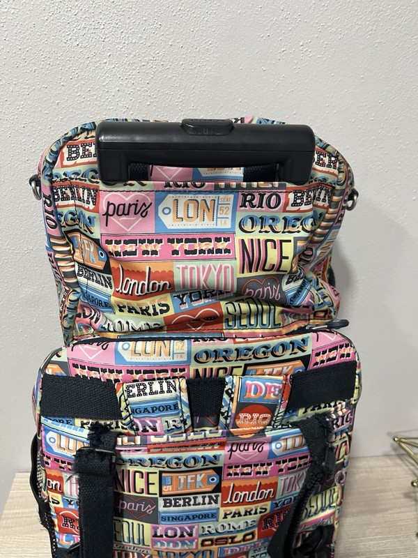 Kipling Hello Weekend Rolling Backpack & Miyo Lunch Bag Set - City Print Travel gallery