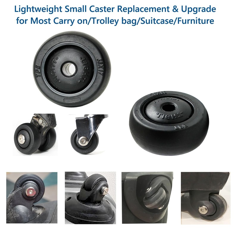 Luggage Suitcase Wheels Replacement Kit, 4 Pieces 1.5 38mm Wheels, Black gallery
