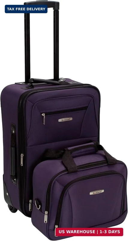 Rockland Fashion Softside 2 Piece Luggage Set, Expandable, (14″ Tote/19″ Upright
