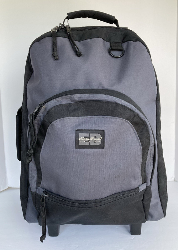 Eddie Bauer Rolling Hard Bottom Skyway Backpack/Carry On Black w/ Strap EUC