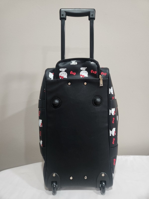HELLO KITTY BIOWORLD ROLLING DUFFLE BAG LUGGAGE CARRY-ON SUITCASE NWT 20X10X11IN gallery