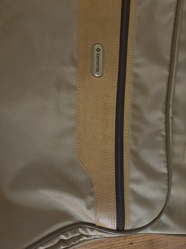 Samsonite Garment Bag Tan Zip Hanging Luggage Insert Travel (ink/name On Front) gallery