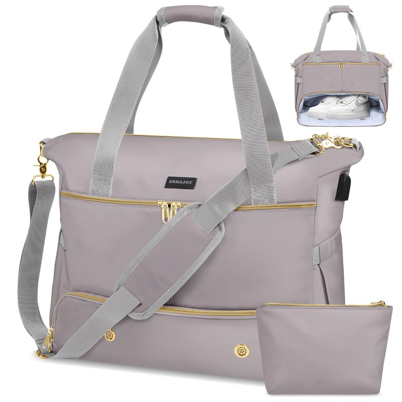 Weekender Overnight Bag for Women, Large Travel Duffel with Shoe Compartment,…