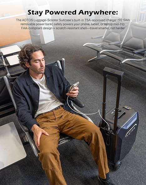 20" Smart Rideable Suitcase Electric Luggage Scooter 31L Carry-On APP Control gallery