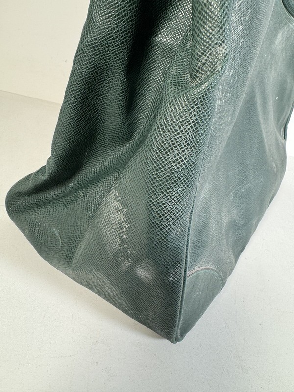 Source Perrier Collection Green & Tan Leather Luggage Tote Bag Carryon 19x15x7.5 gallery